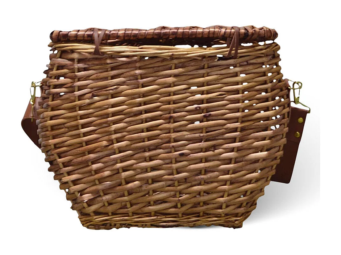 Petit panier à champignons ovale en osier avec bandoulière et ouverture dans le couvercle 36x21x30