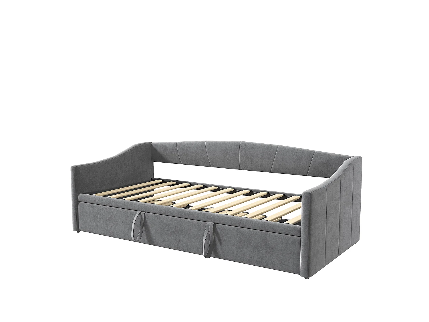 Cama nido 90/180x200 cm - cama extensible con somier - en tejido de terciopelo - Gris