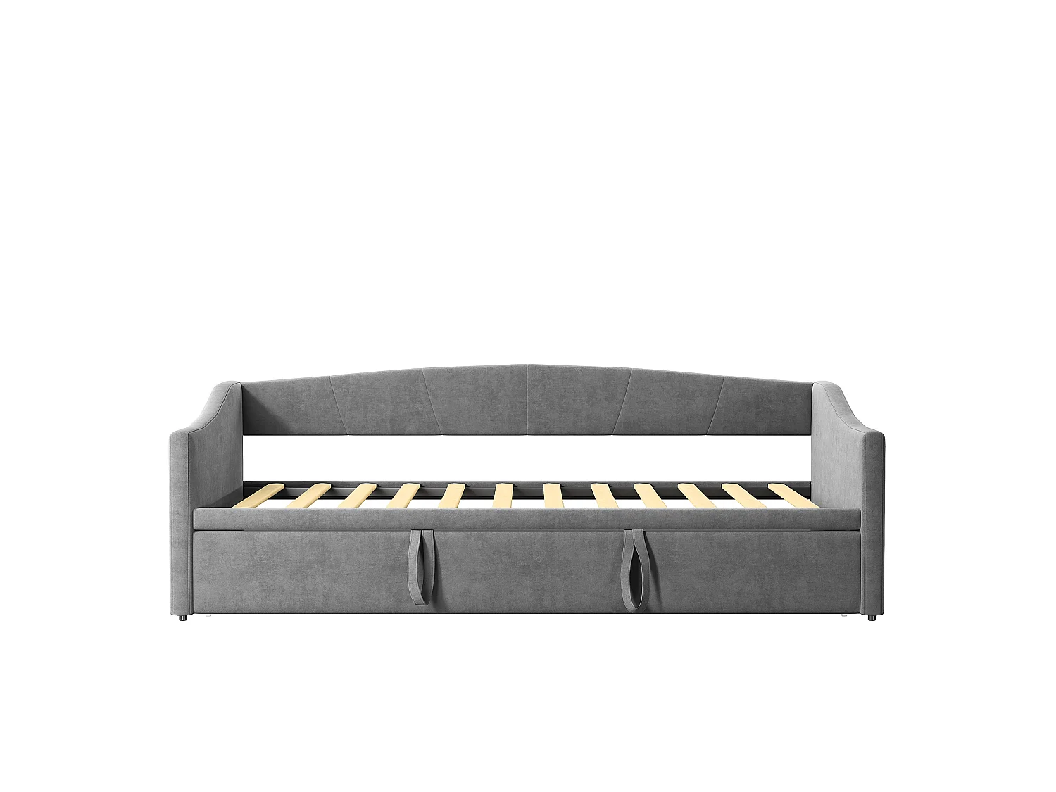 Cama nido 90/180x200 cm - cama extensible con somier - en tejido de terciopelo - Gris