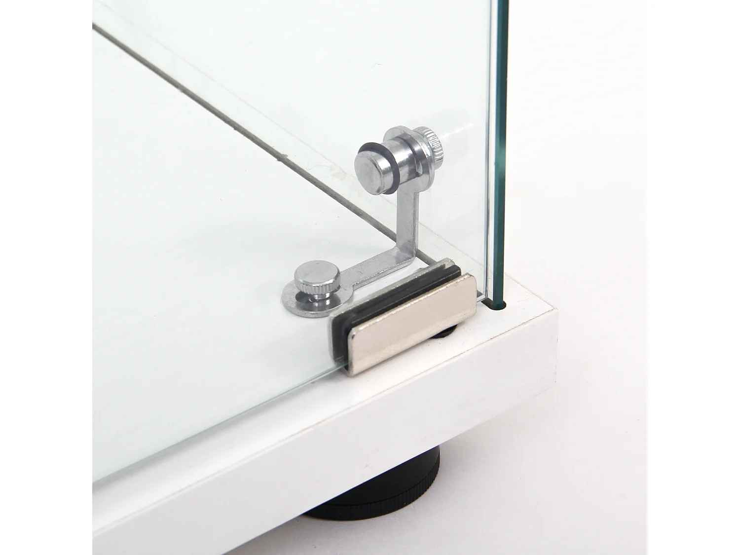 Vitrine en Verre 4 étagères, 2 Portes et Serrure, 164 x 80 x 36 cm, Blanc