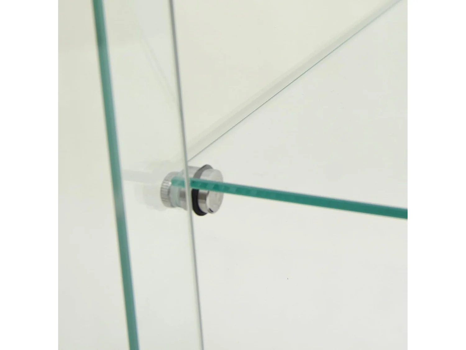 Vitrine en verre 4 étagères, LED, 1 porte, 164x42x36 cm, meuble pour collection, noir, transparent