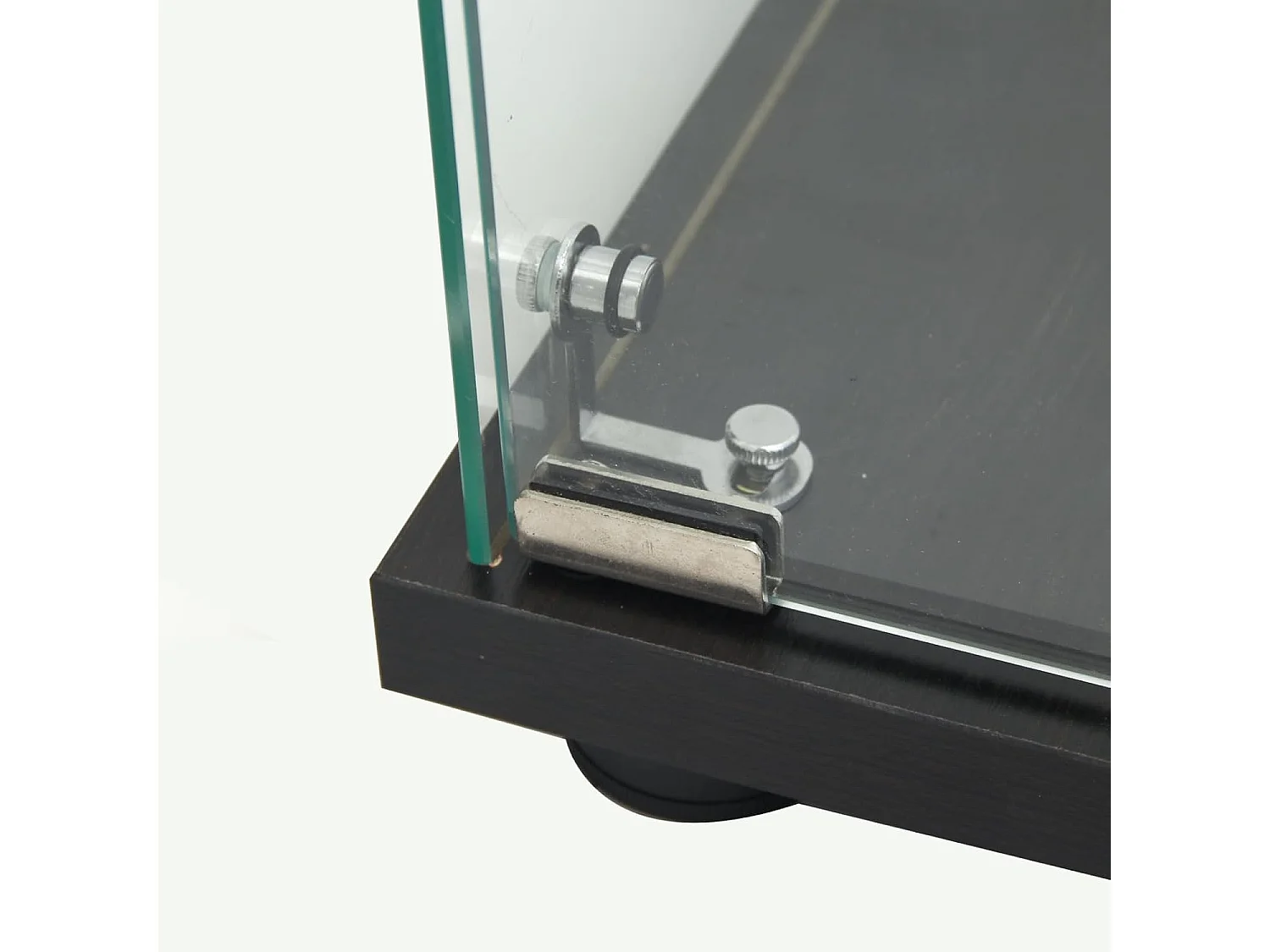 Vetrina in vetro con 4 ripiani, LED, 1 anta, 164x42x36 cm, mobiletto portaoggetti, nero, trasparente