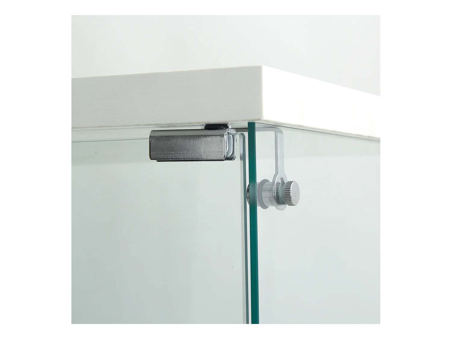 Vitrine en verre sur pied, LED, 2 portes avec serrure, 4 compartiments, pour collections et déco