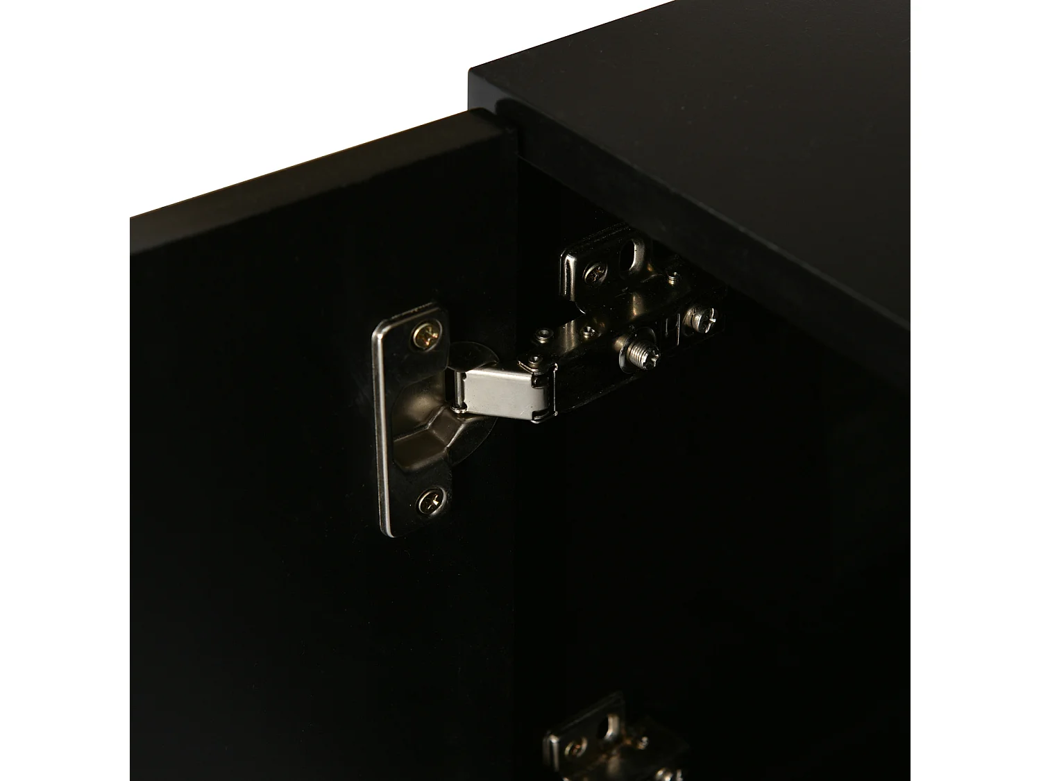 Moderner TV-Ständer mit dimmbaren LED-Leuchten, 3 Türen und Glasböden - Schwarz