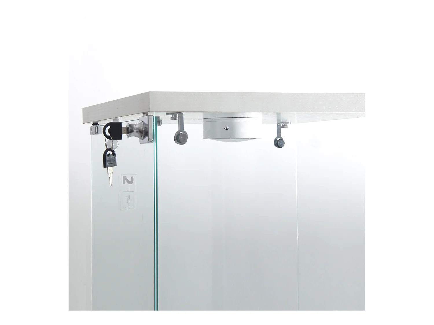 Vitrine en Verre - 3 étagères - Avec LEDs, lumière et serrure, blanc