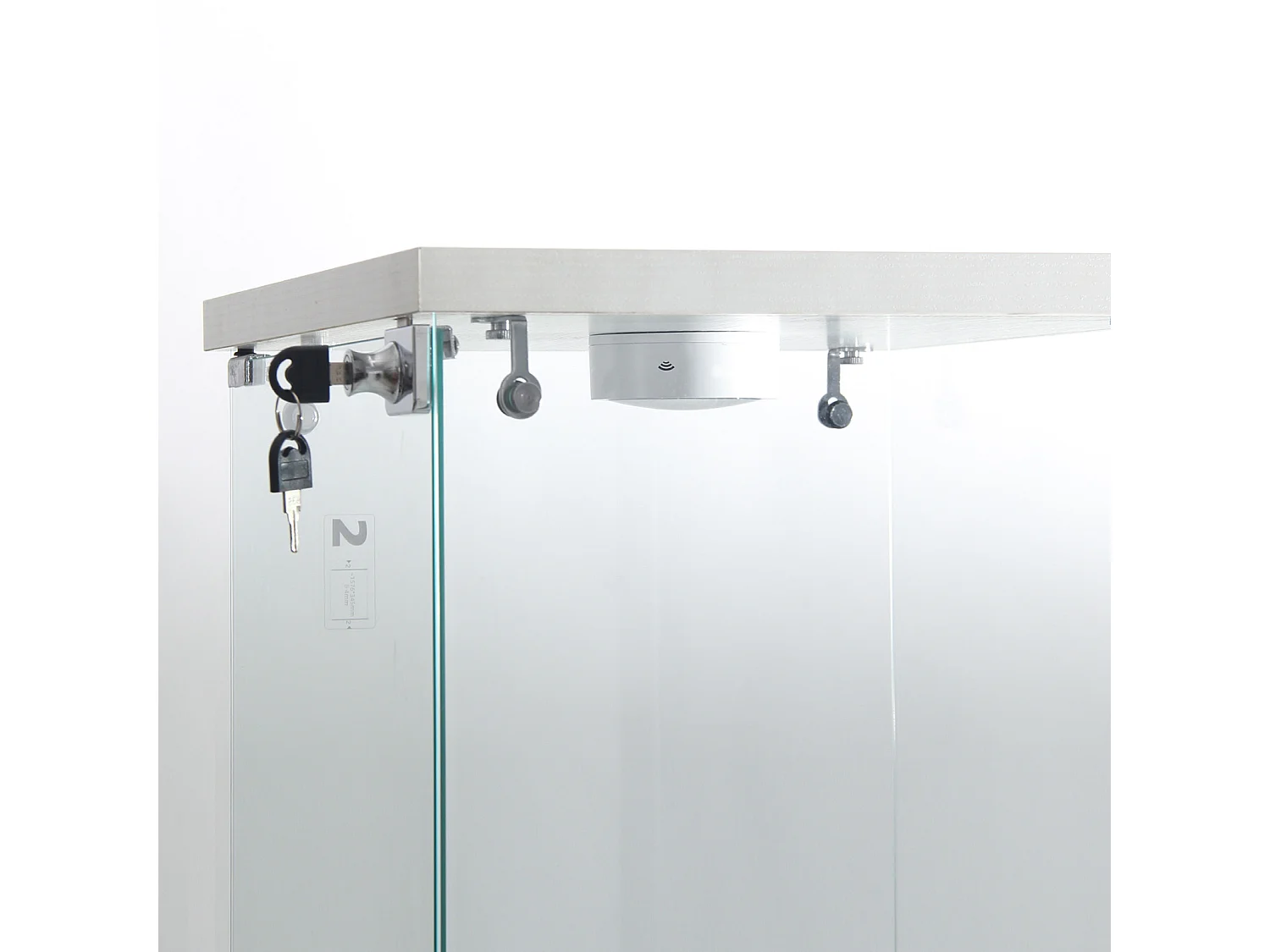 Vitrine en Verre - 3 étagères - Avec LEDs, lumière et serrure, blanc