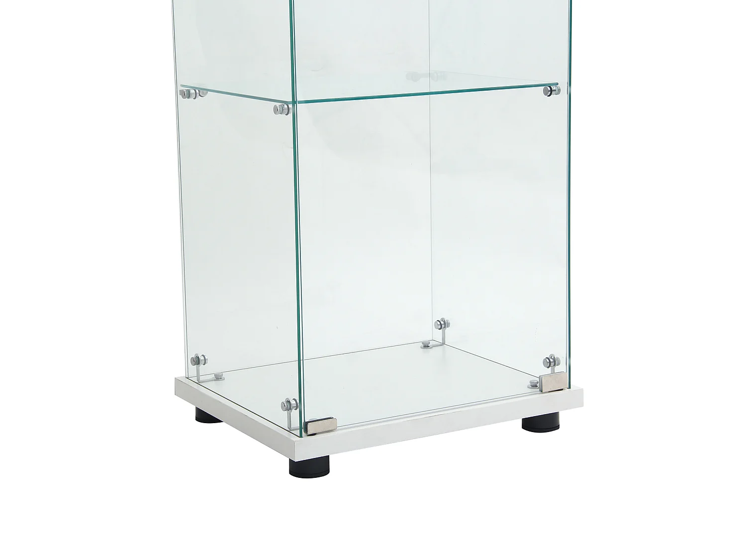 Vitrine en Verre - 3 étagères - Avec LEDs, lumière et serrure, blanc