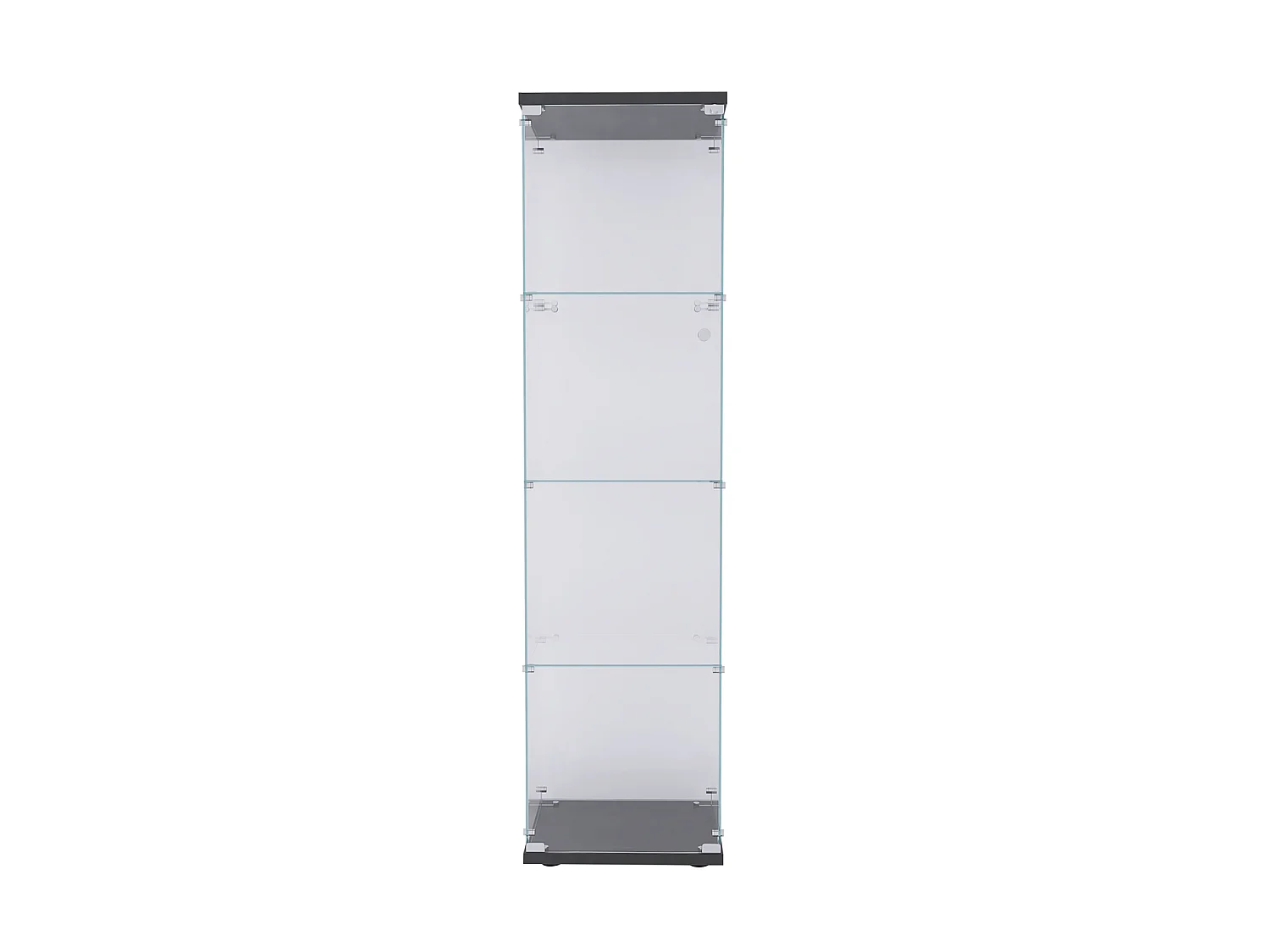 Vitrine en verre 4 étagères, 1 porte, 164x42x36 cm, meuble pour collection, noir, transparent