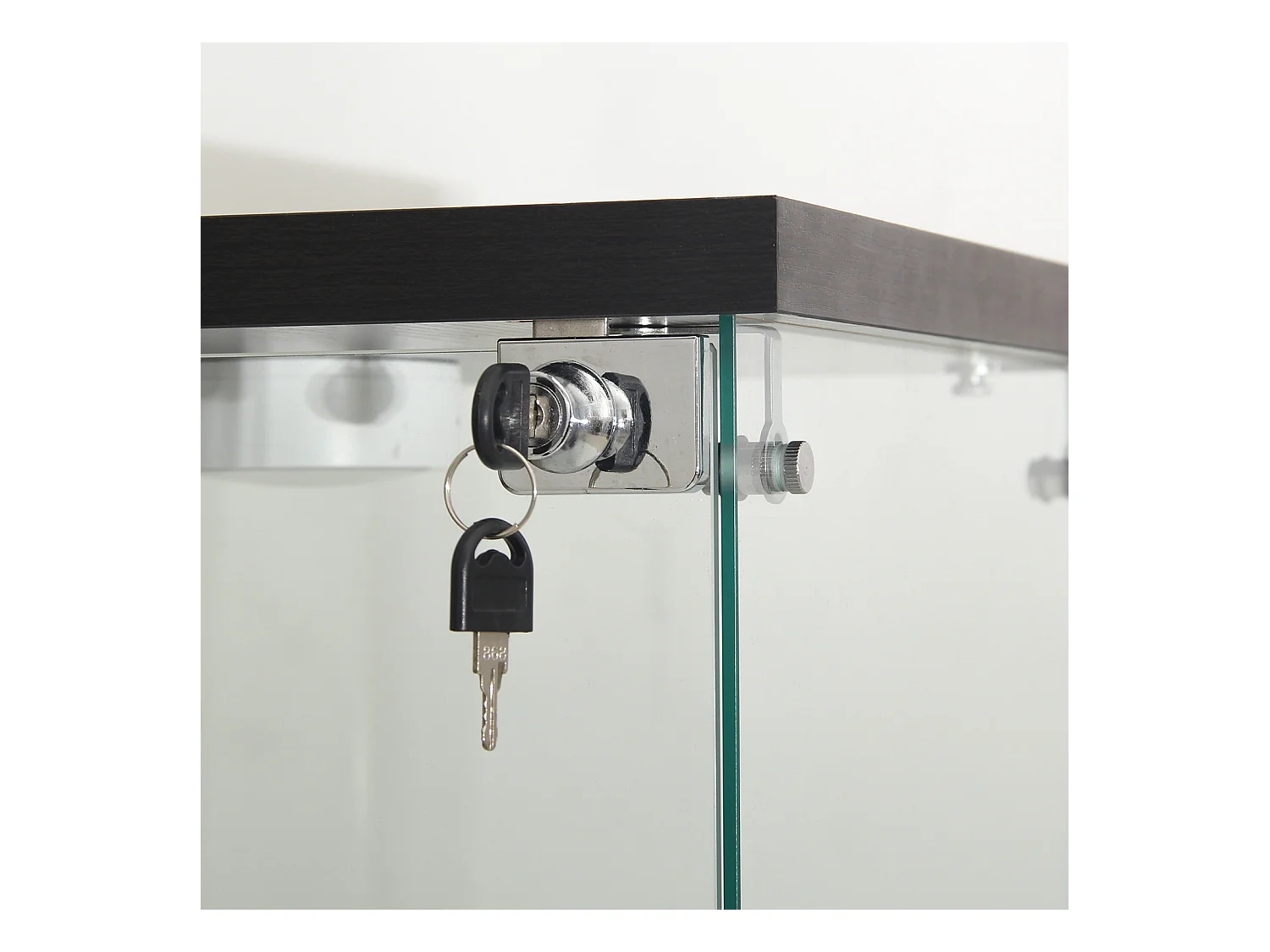 Vitrine en Verre 2 étagères, Meuble Vitrine Verre avec LED et Portes, 86x40x36 cm, Noir