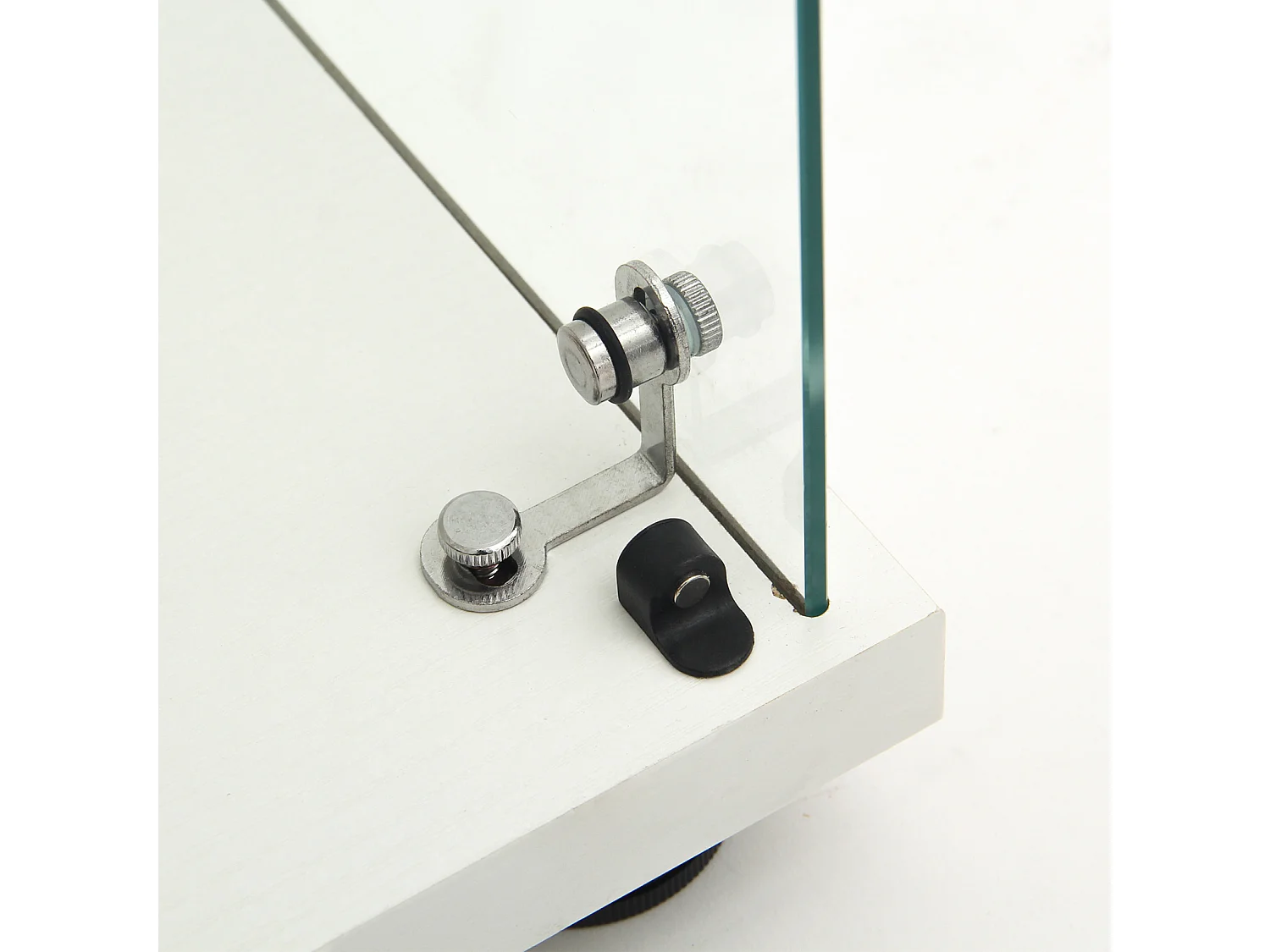 Vitrine en Verre 2 étagères, Meuble Vitrine Verre avec LED et Portes, 86x40x36 cm, Blanc