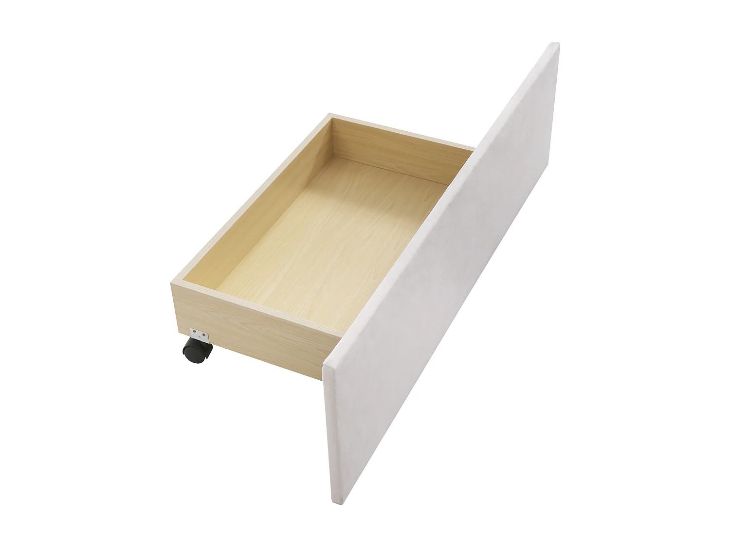 Lit capitonne 90 x 200 cm - avec 2 tiroirs, sommier à lattes, tissu velours - Beige