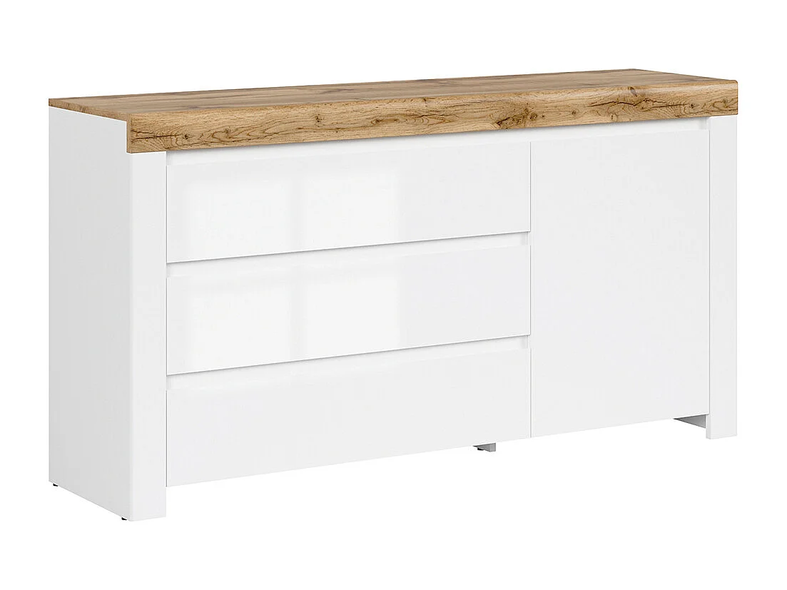 Buffet 1 anta 3 cassetti Hella bianco e marrone 84cm