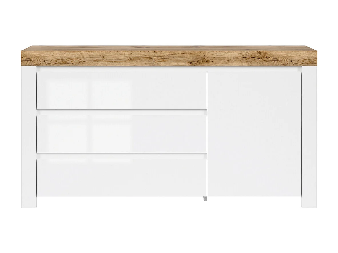 Buffet 1 anta 3 cassetti Hella bianco e marrone 84cm