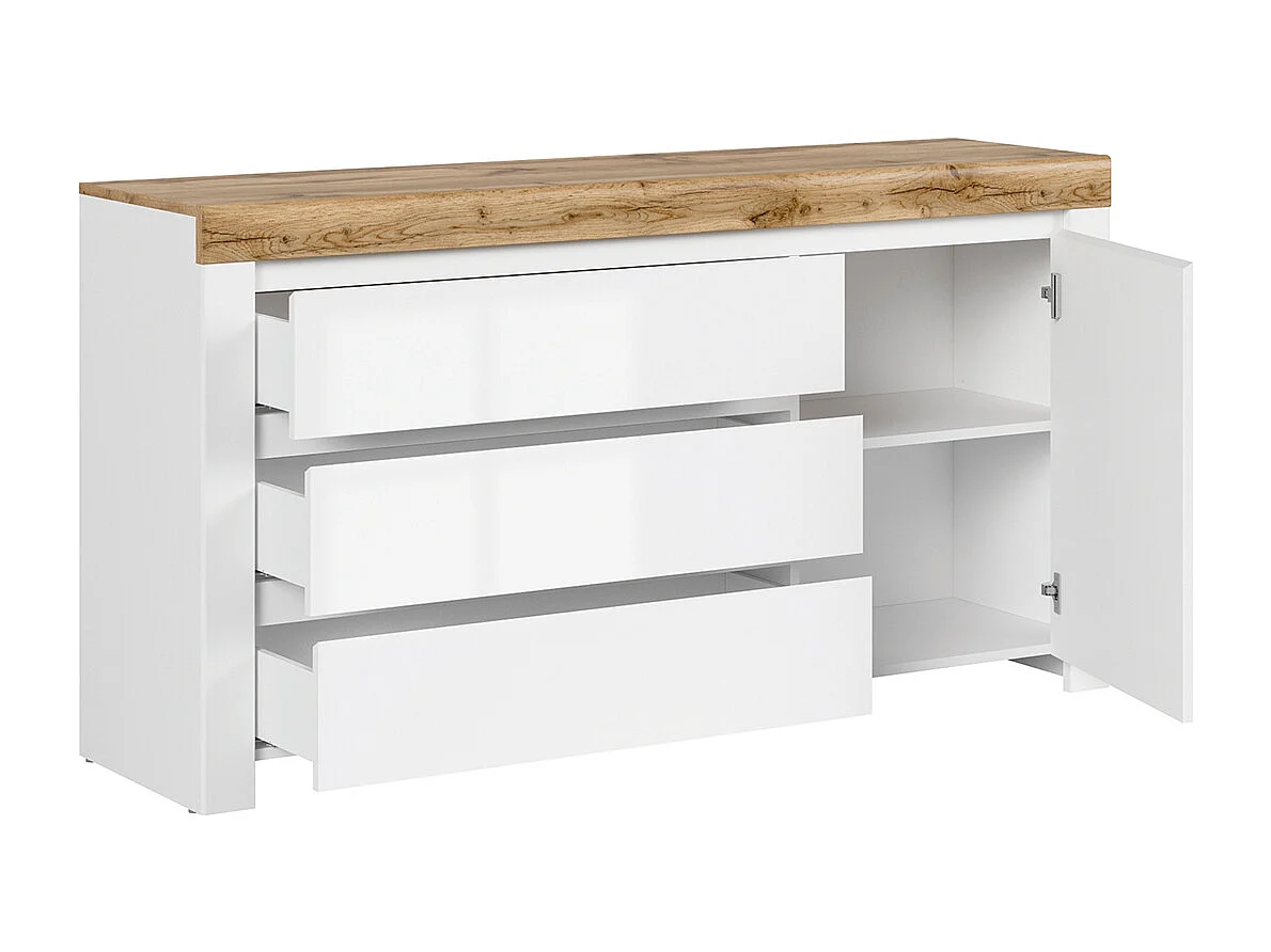 Buffet 1 anta 3 cassetti Hella bianco e marrone 84cm