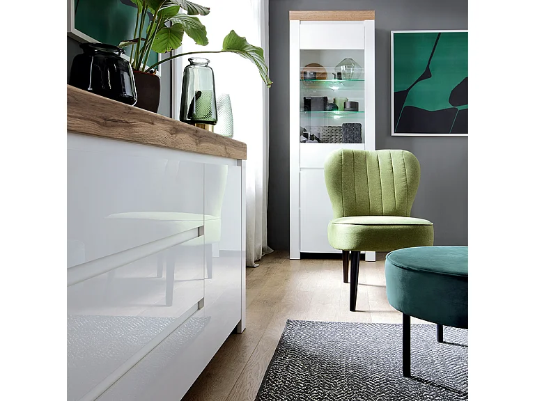 Buffet 1 anta 3 cassetti Hella bianco e marrone 84cm