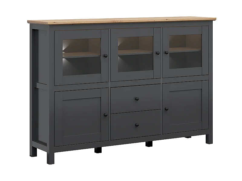 Buffet 2 cassetti Duck grigio antracite e marrone 126cm