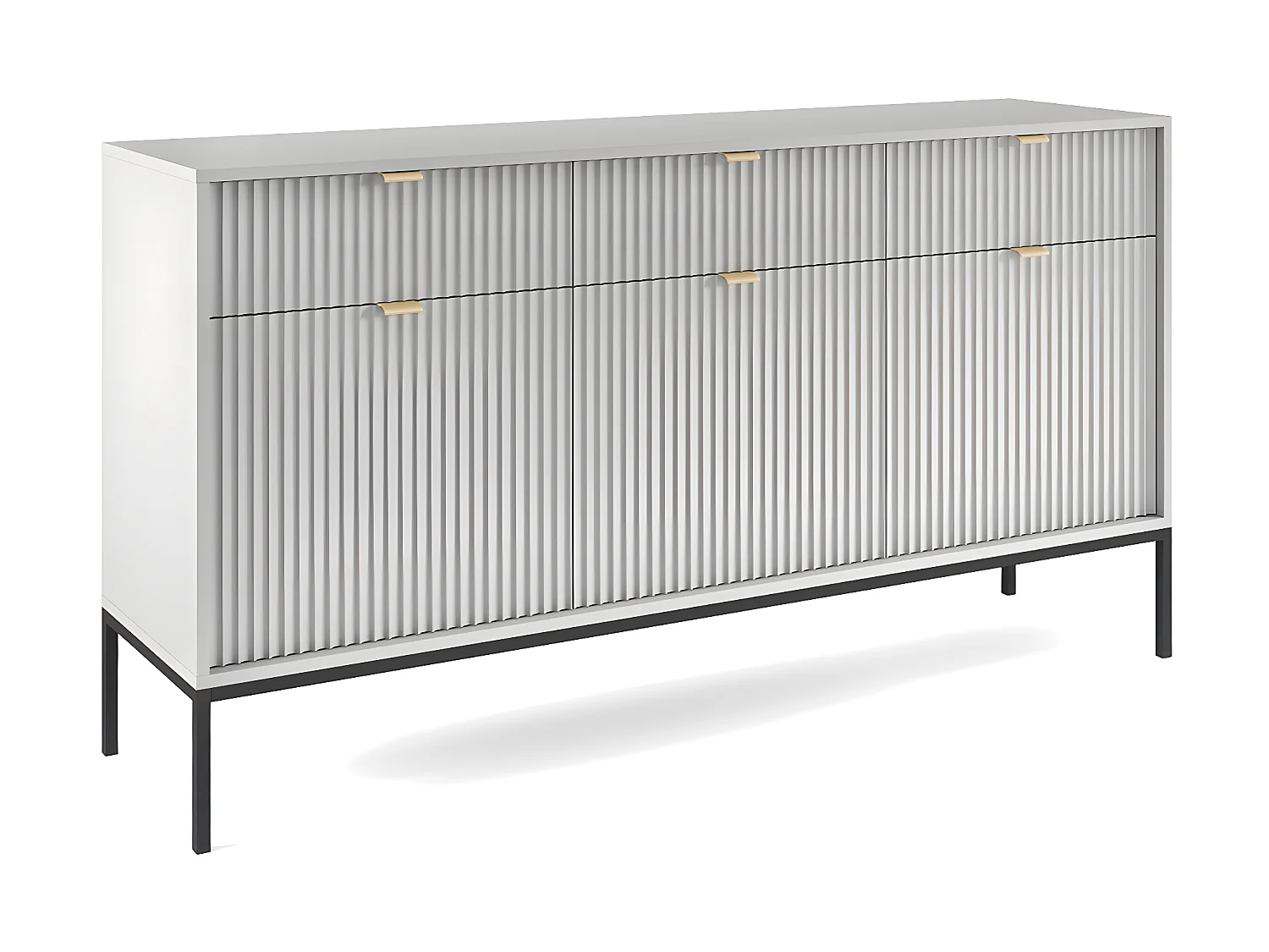 Buffet 3 portes 3 tiroirs Rava Gris