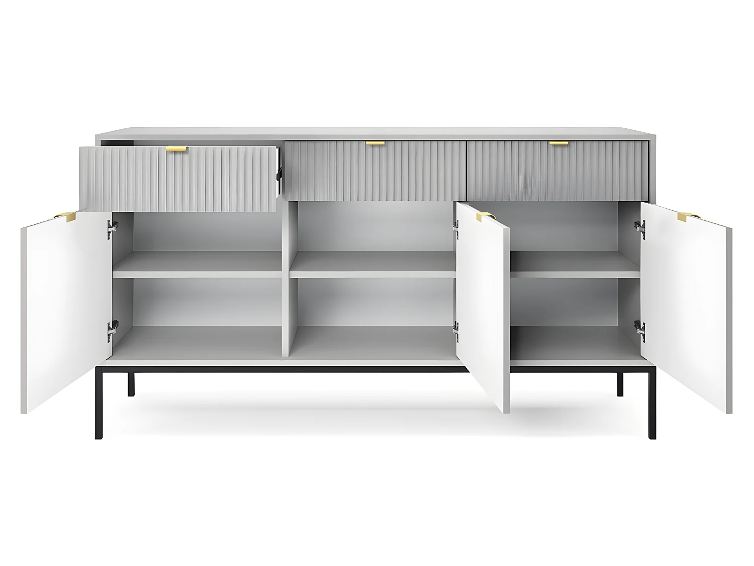 Buffet 3 portes 3 tiroirs Rava Gris