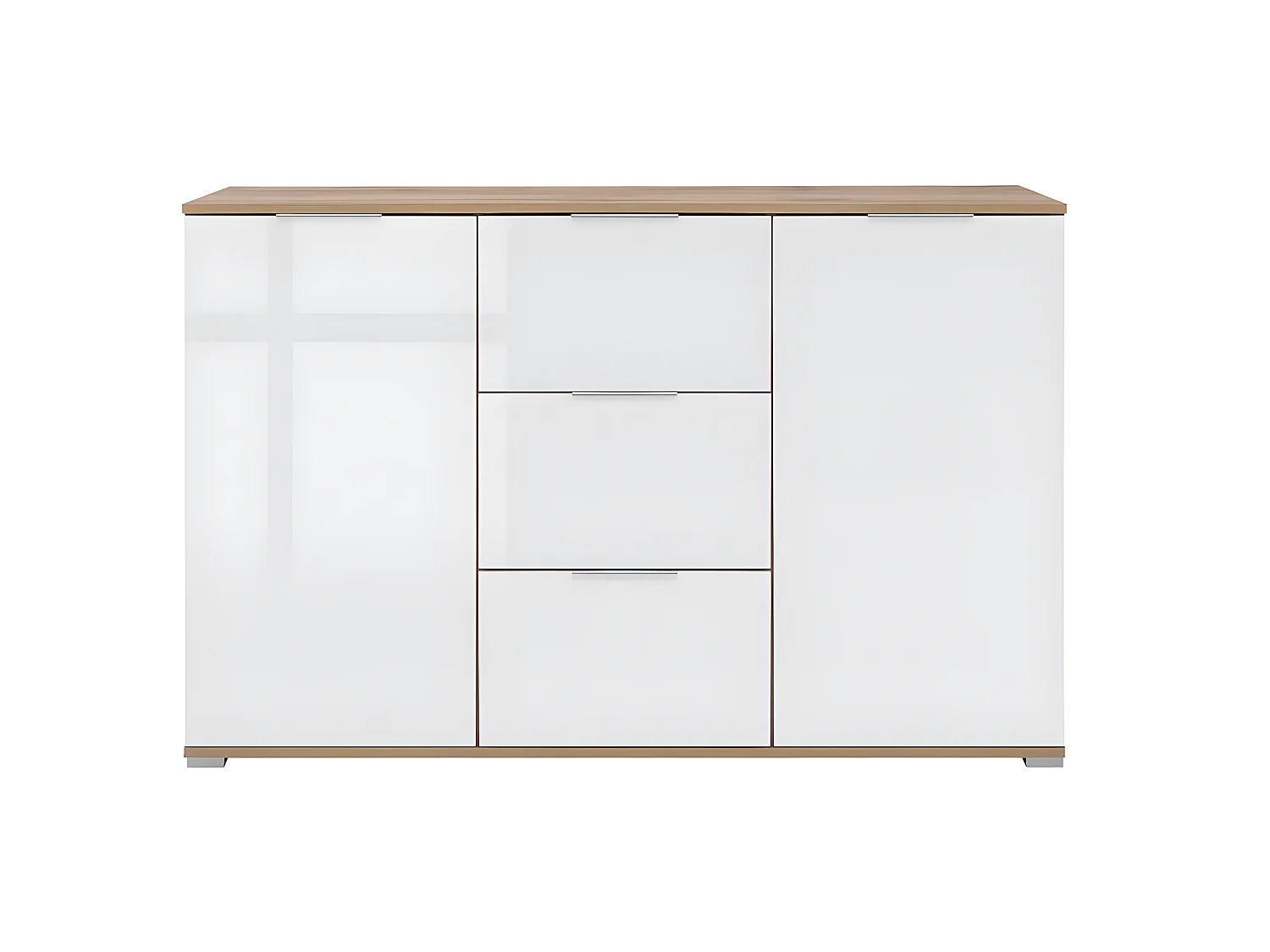 Buffet 2 portes 3 tiroirs Selma Blanc et Bois