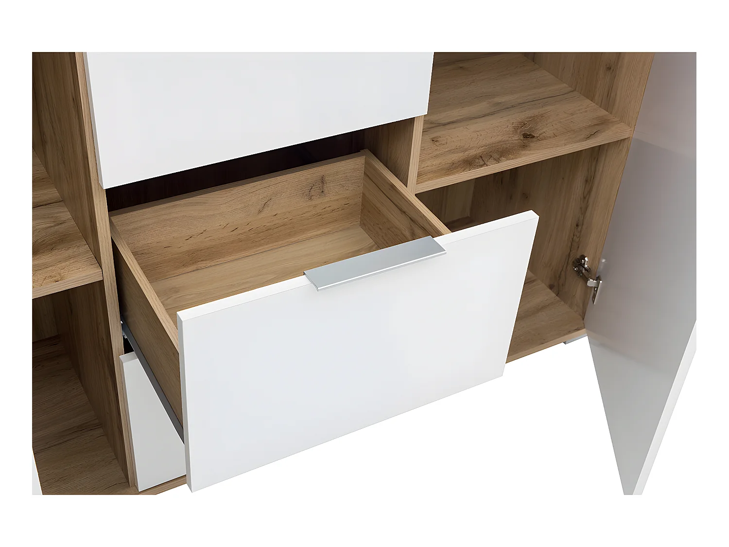 Buffet 2 portes 3 tiroirs Selma Blanc et Bois