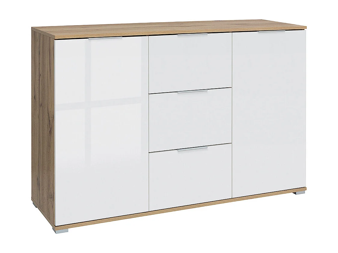 Buffet 2 portes 3 tiroirs Selma Blanc et Bois