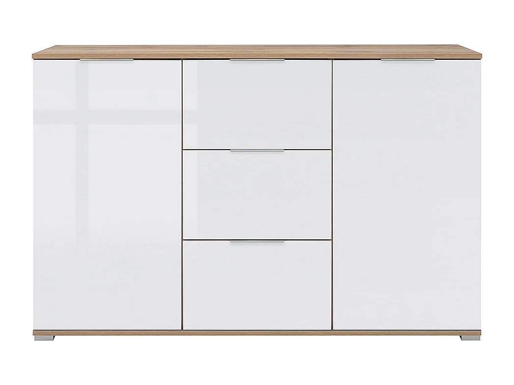 Buffet 2 portes 3 tiroirs Selma Blanc et Bois