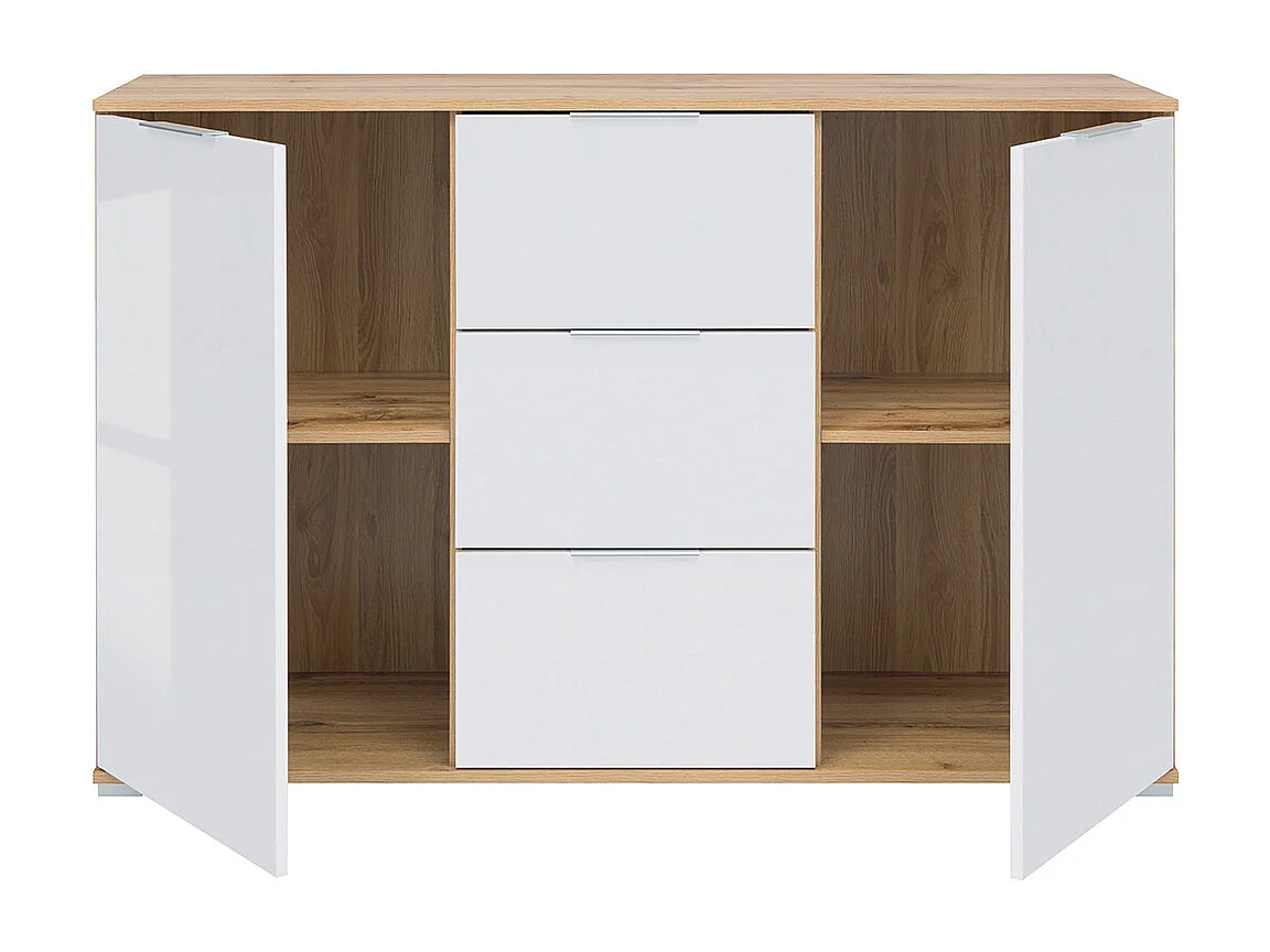 Buffet 2 portes 3 tiroirs Selma Blanc et Bois