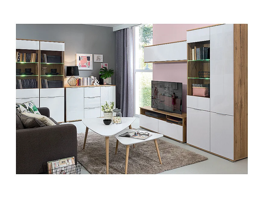 Buffet 2 portes 3 tiroirs Selma Blanc et Bois