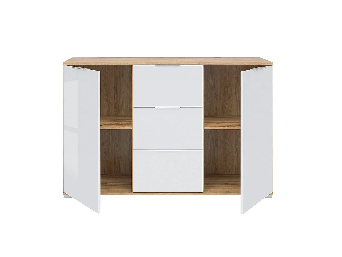 Selma White and Wood 2-door 3-drawer sideboard