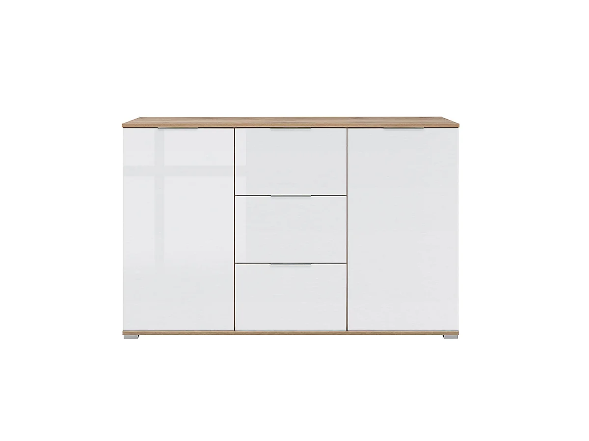 Selma White and Wood 2-door 3-drawer sideboard