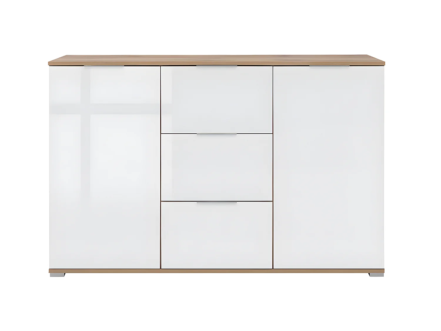 Buffet 2 portes 3 tiroirs Selma Blanc et Bois