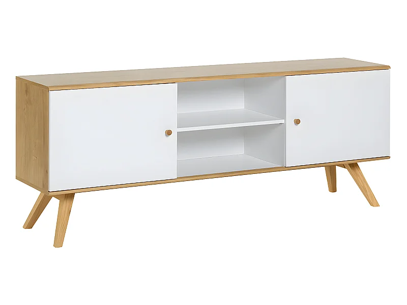 Buffet long et bas 2 portes Nature Blanc