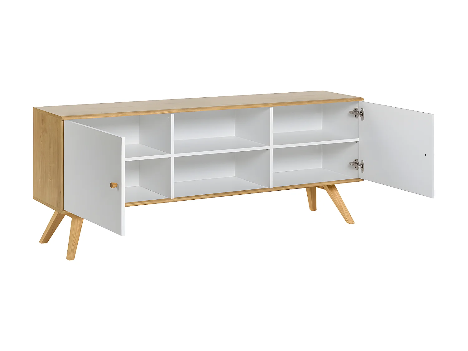 Buffet long et bas 2 portes Nature Blanc