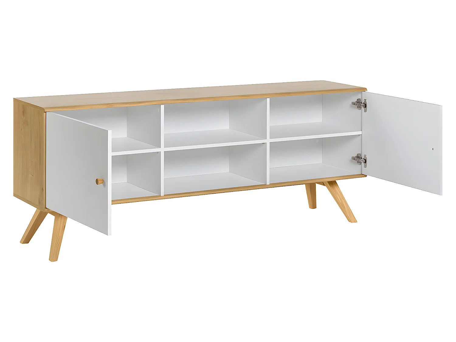 Buffet long et bas 2 portes Nature Blanc