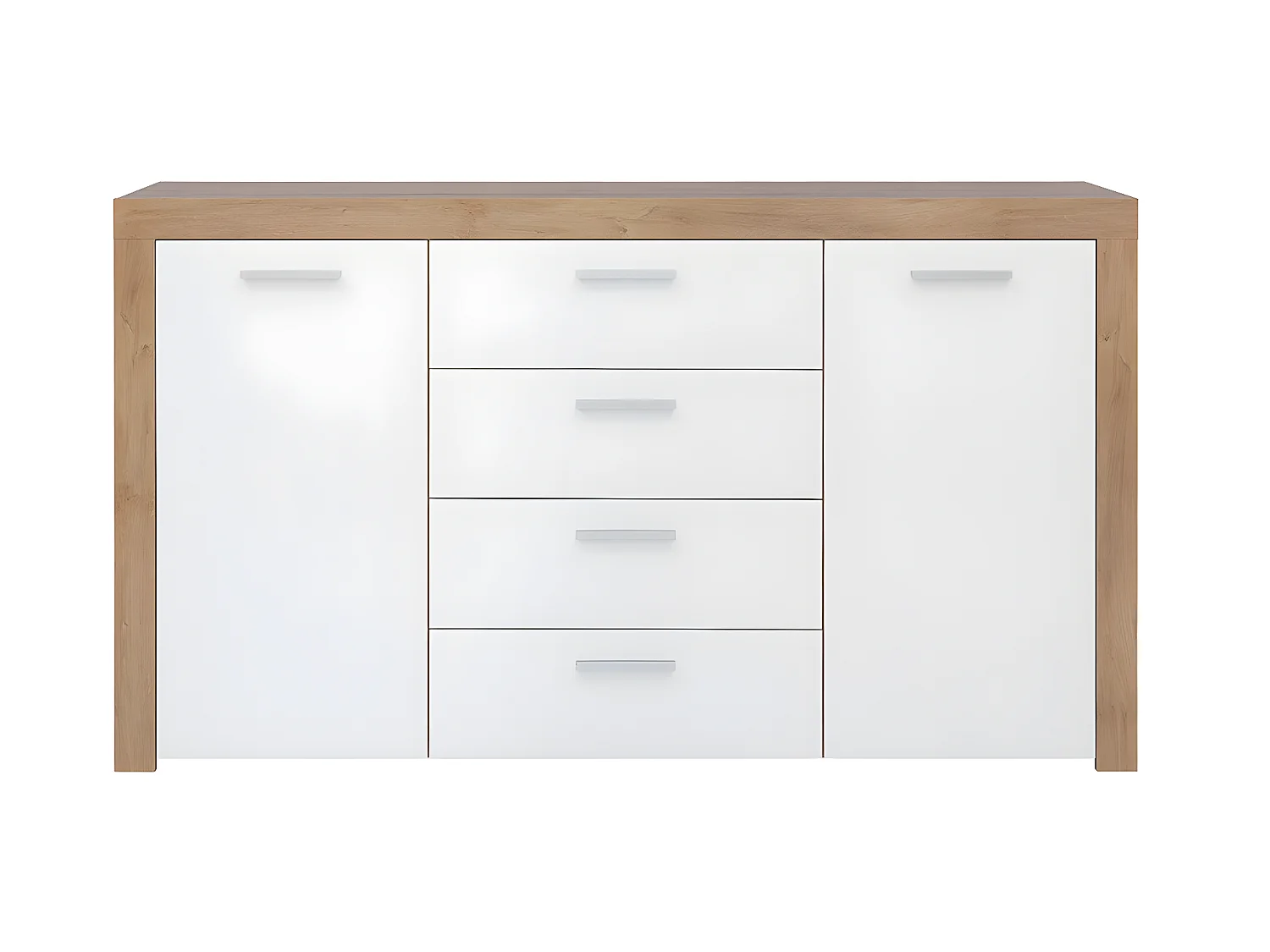 Buffet 2 ante 4 cassetti Nora bianco e marrone 88cm