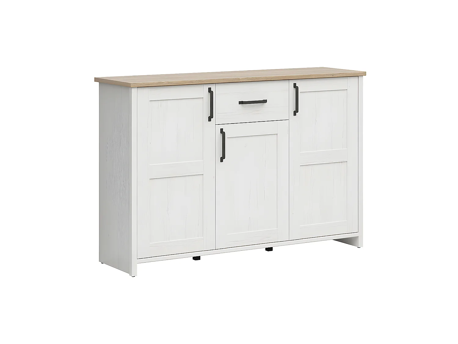 Buffet 3 portes 1 tiroir Aksel Blanc et Bois