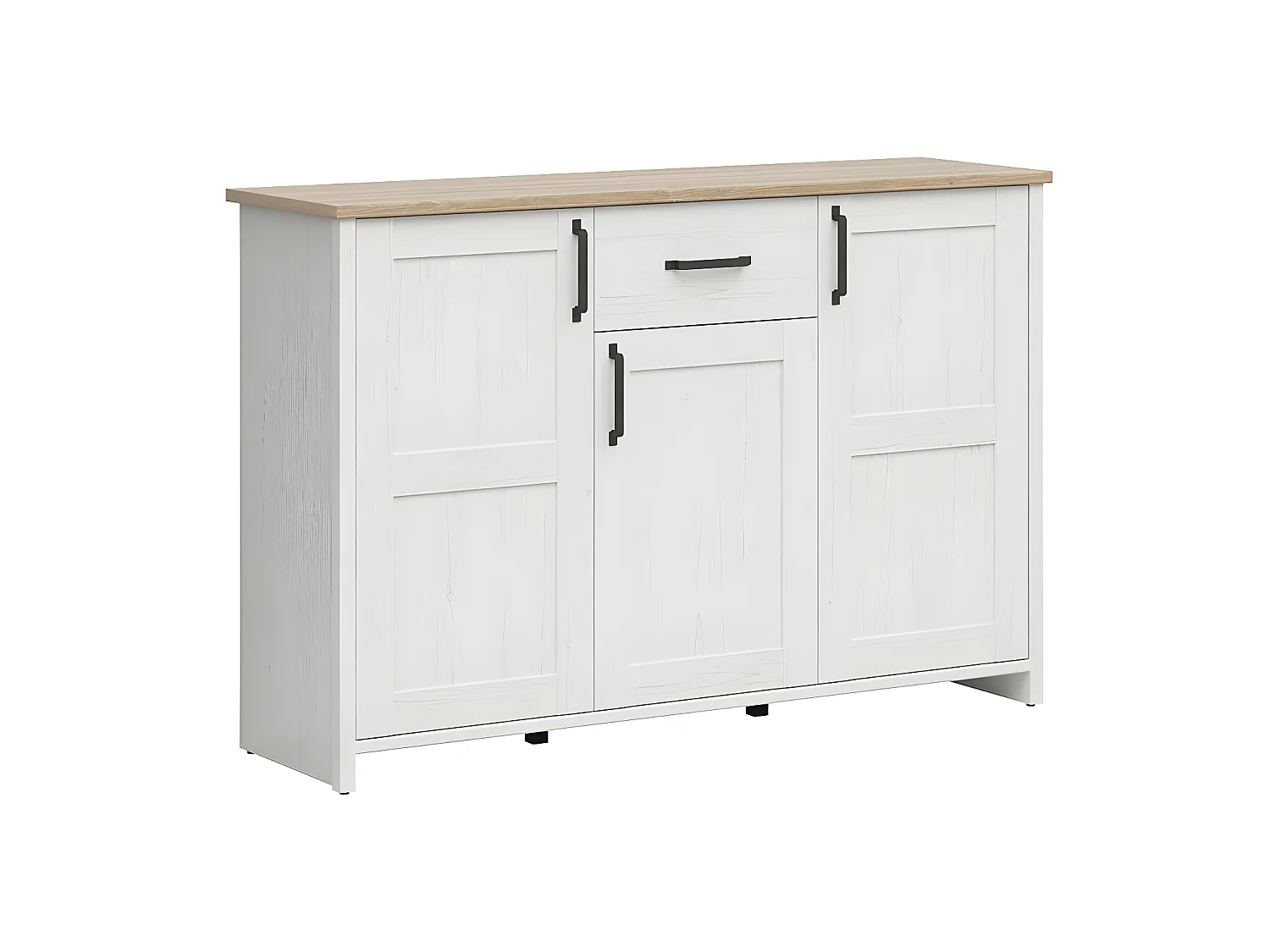 Buffet 3 portes 1 tiroir Aksel Blanc et Bois