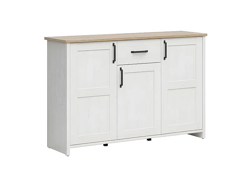 Aksel Wit en Hout 3-deurs 1-lade dressoir