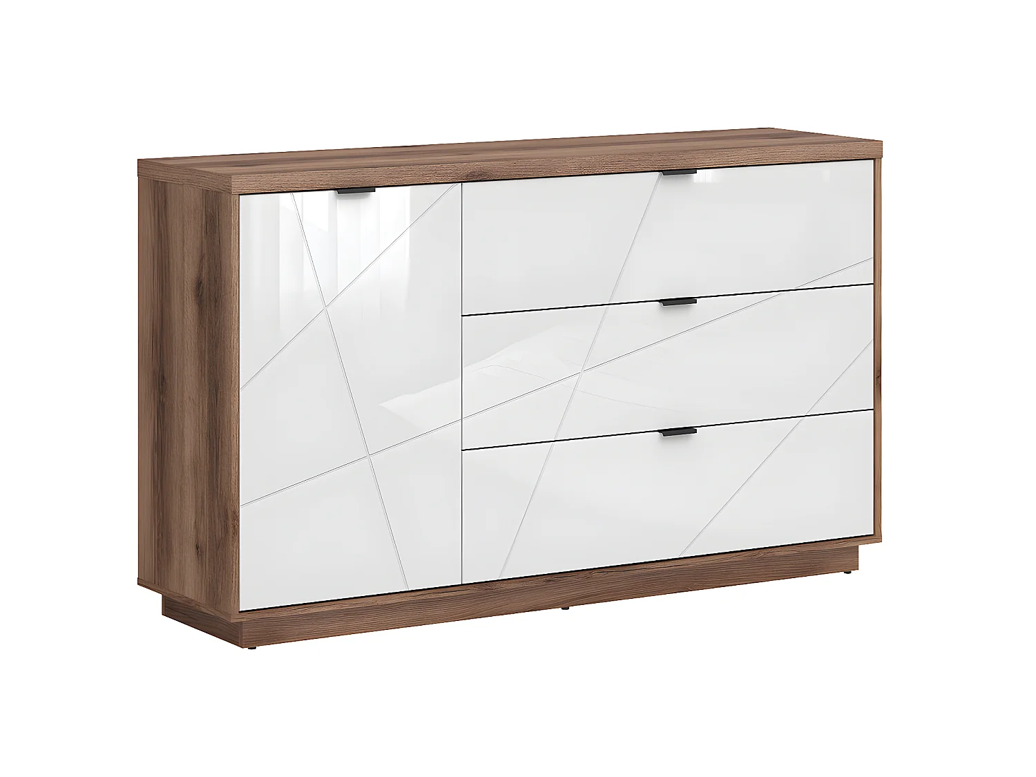 Buffet 3 tiroirs 1 porte Sven Blanc et Bois