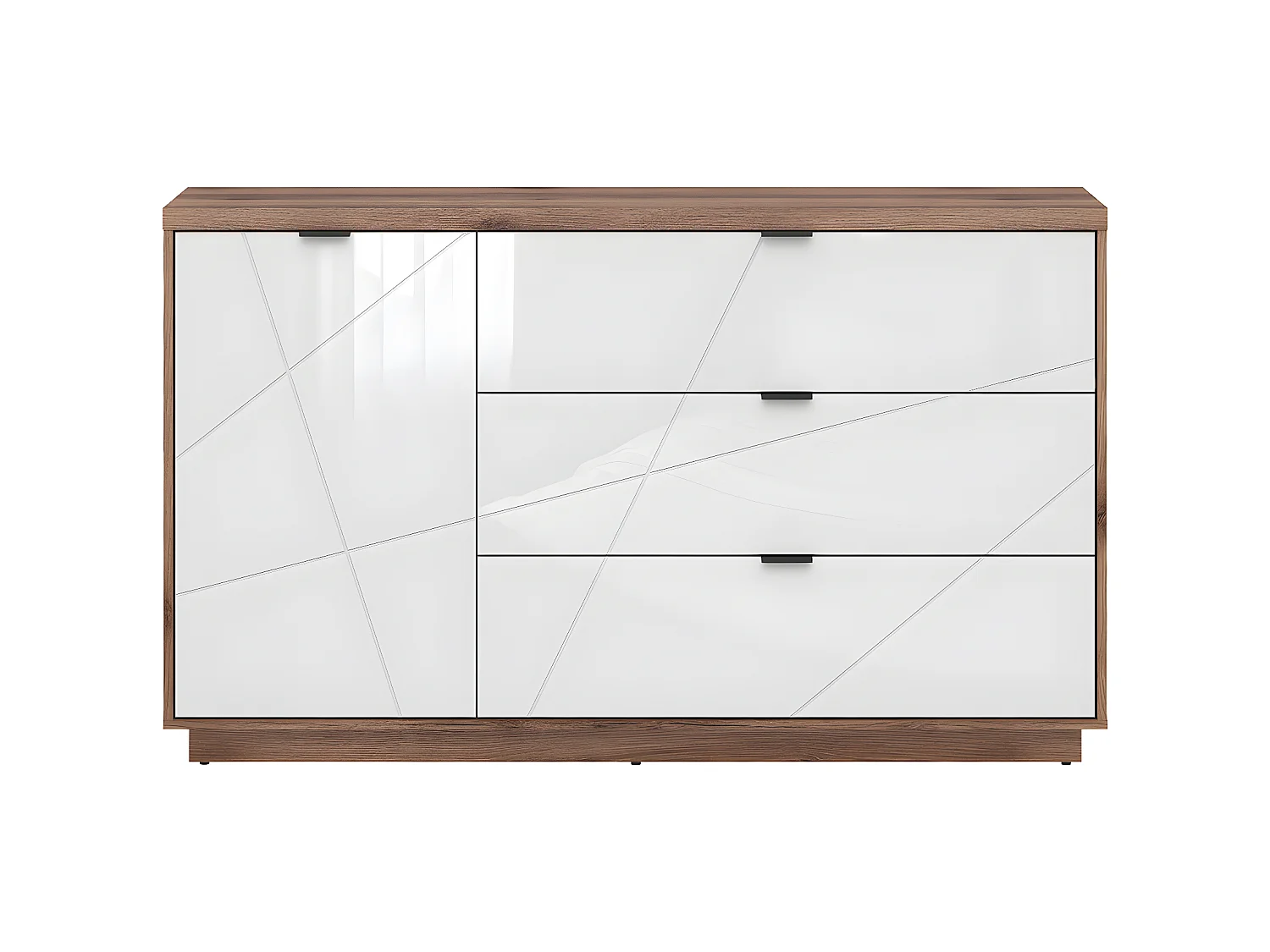 Buffet 3 tiroirs 1 porte Sven Blanc et Bois