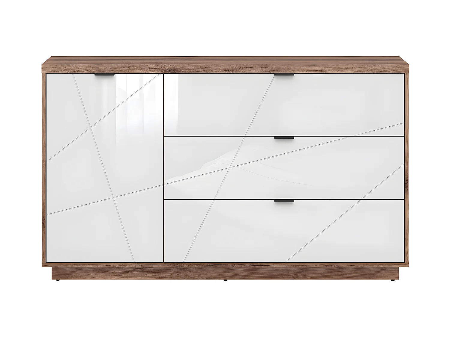 Buffet 3 tiroirs 1 porte Sven Blanc et Bois