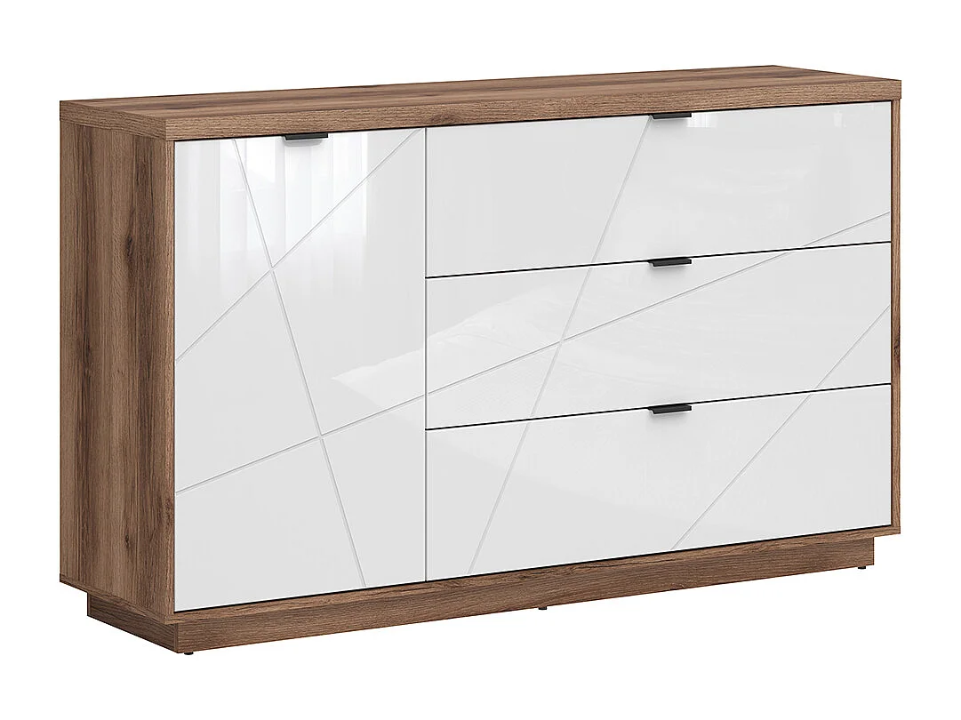 Buffet 3 tiroirs 1 porte Sven Blanc et Bois