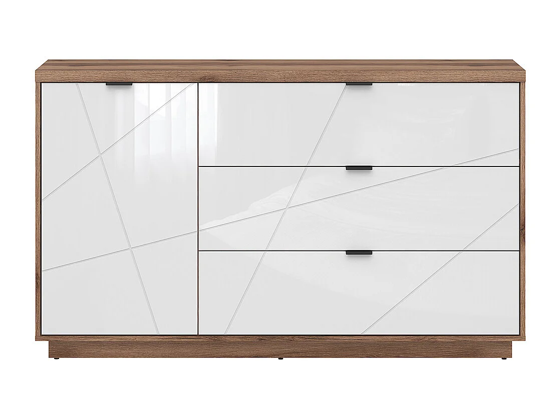 Buffet 3 tiroirs 1 porte Sven Blanc et Bois