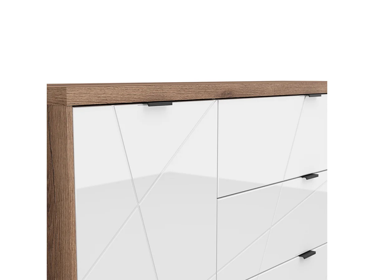 Buffet 3 tiroirs 1 porte Sven Blanc et Bois