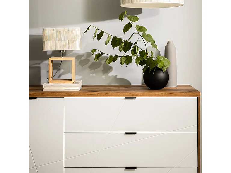 Buffet 3 tiroirs 1 porte Sven Blanc et Bois