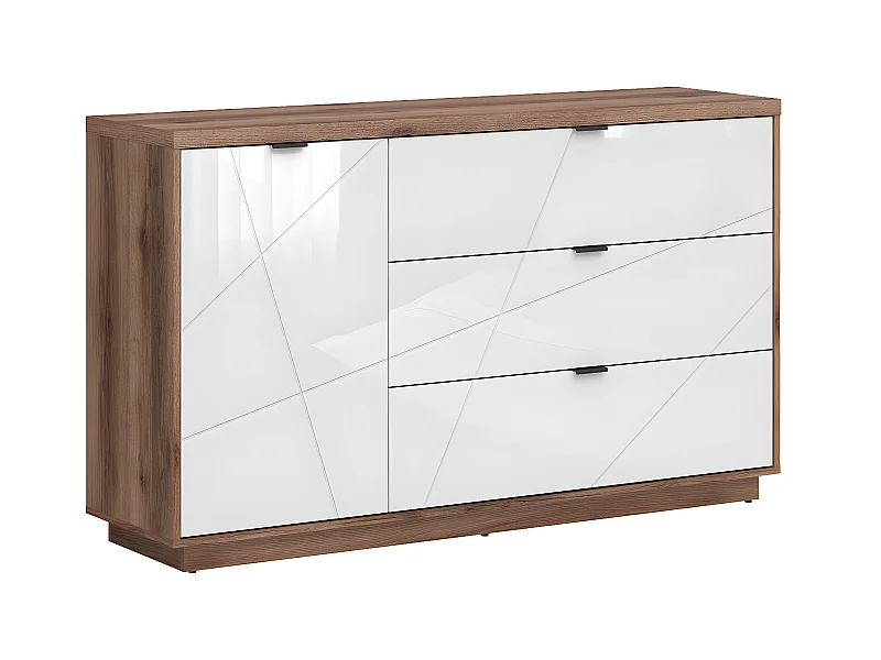 Sven Wit en Hout 3-lades 1-deurs dressoir