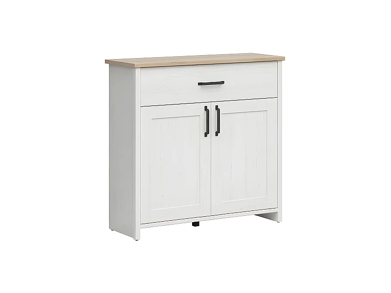 Buffet 2 portes 1 tiroir Aksel Blanc et Bois