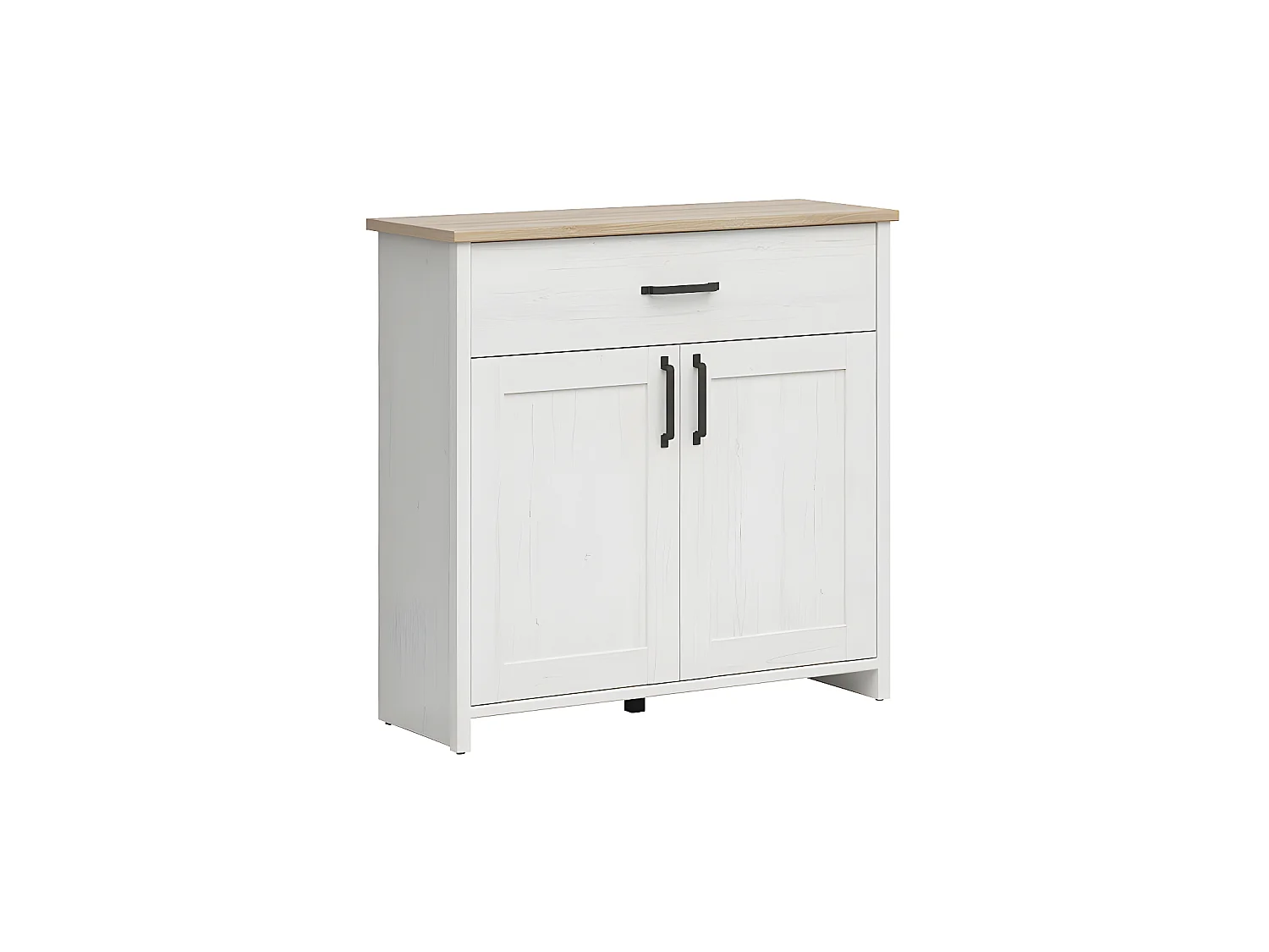 Buffet 2 portes 1 tiroir Aksel Blanc et Bois