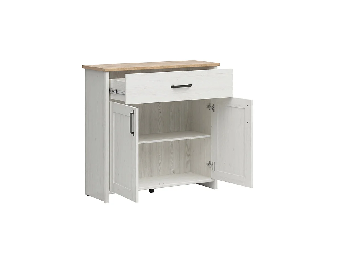 Buffet 2 portes 1 tiroir Aksel Blanc et Bois
