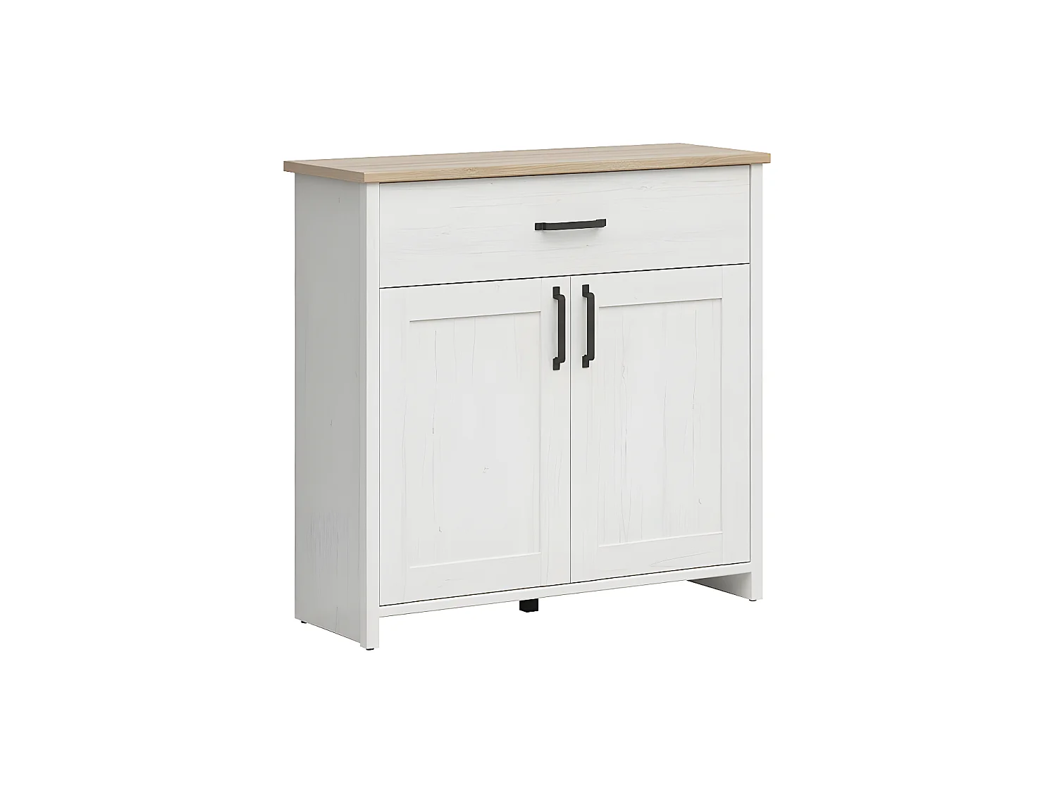 Buffet 2 portes 1 tiroir Aksel Blanc et Bois